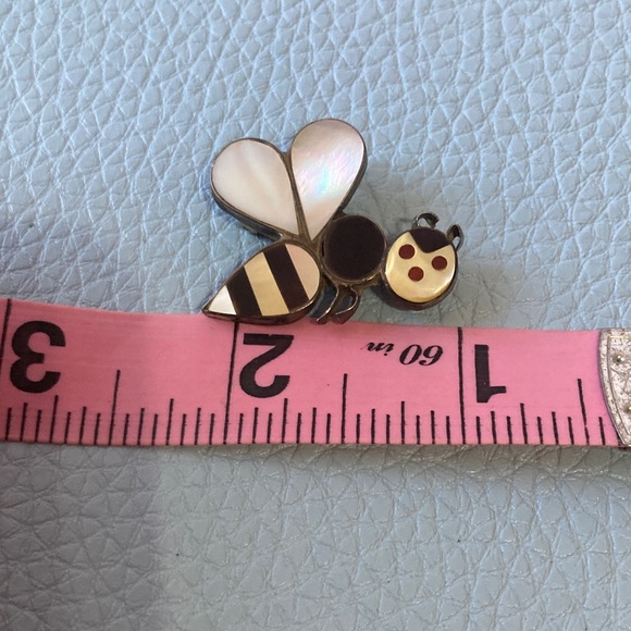 Adorable Bee Brooch for Kids - Adults Sterling Silver Mother of Pearl - Picture 2 of 3